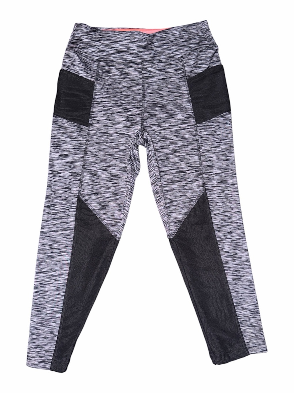 IC COLLECTION Gray & Black Kids' Active Leggings with Mesh Panels